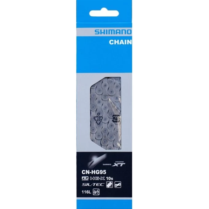 Цепь SHIMANO XT, HG95, 10 скоростей, 116 звеньев, ампульный пин (1 шт) ICNHG95116I Цепь SHIMANO XT, HG95, 10 скоростей, 116 звеньев, ампульный пин (1 шт) ICNHG95116I