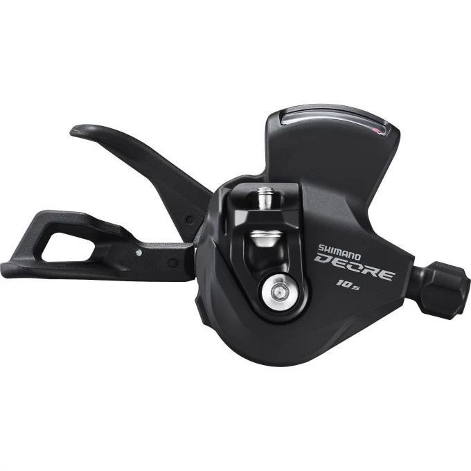Шифтер SHIMANO DEORE, M4100-R, правый, 10 скоростей, на хомут, с индикатором, трос 2050мм с SP41 1880мм ISLM4100RAP Шифтер SHIMANO DEORE, M4100-R, правый, 10 скоростей, на хомут, с индикатором, трос 2050мм с SP41 1880мм ISLM4100RAP